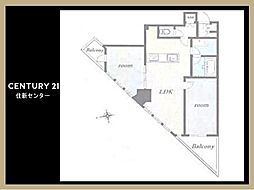 富久クロスコンフォートタワー 2LDKの間取図画像