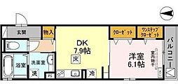 東桜館 1階1DKの間取り