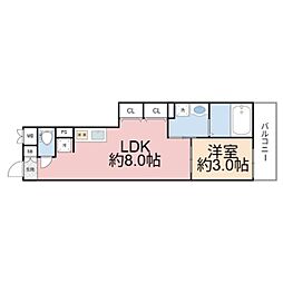 S-MOVE緑橋2 4階1LDKの間取り