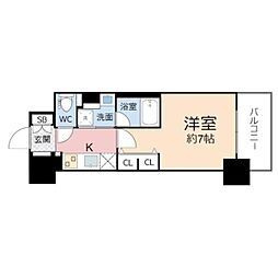 アーバネックス同心 1Kの間取図画像