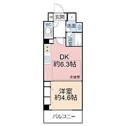 アーバネックス同心 1DKの間取図画像