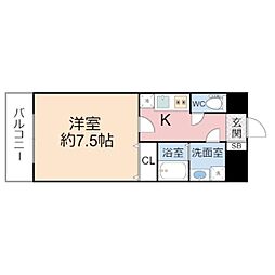 キャナル天満橋 1Kの間取図画像
