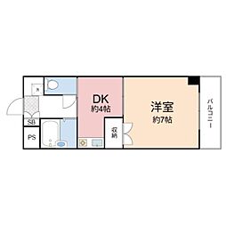 楠青山ビル別館 1DKの間取図画像