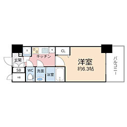 エスリード京橋グランツ 1Kの間取図画像