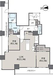 シティタワー堀江 2LDKの間取図画像