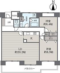 桜宮リバーシティウォータータワープラザ13-3号棟 2LDKの間取図画像