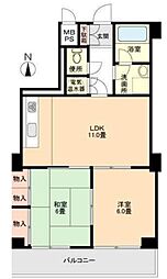 ライオンズマンション鶴舞 2LDKの間取図画像