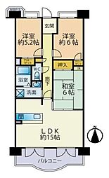 プレステ七番館 3LDKの間取図画像