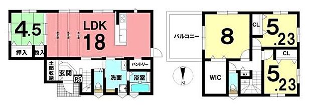 ■広々したリビング18帖・4ＬＤＫの間取り！大容量の収納など、ご家族のお住まいにピッタリです！