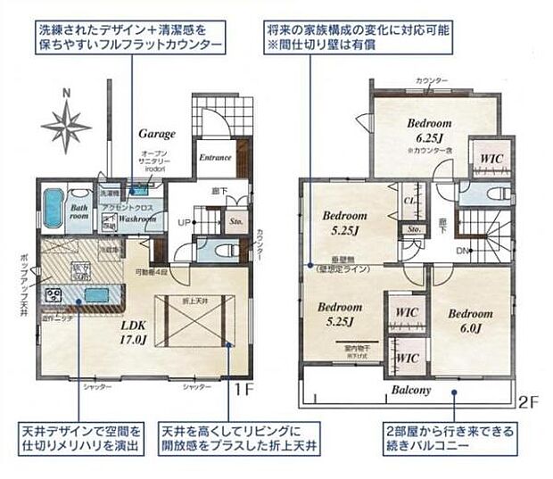 ■広々したLDK17帖・3LDK+3WICの間取り!大容量の収納など、ご家族のお住まいにピッタリです!