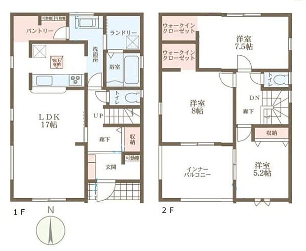 ■広々したリビング17帖・3LDK+2WICの間取り!大容量の収納など、ご家族のお住まいにピッタリです!