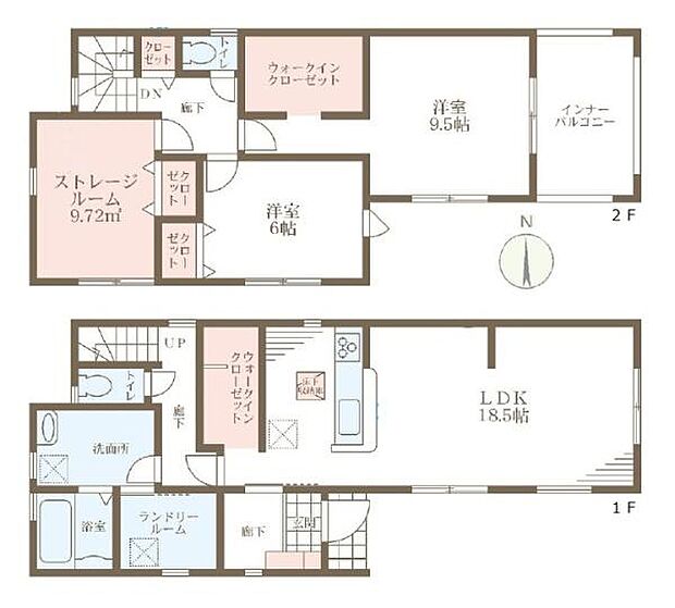 ■広々したLDK18.5帖・2SLDK+2WICの間取り!大容量の収納など、ご家族のお住まいにピッタリです!