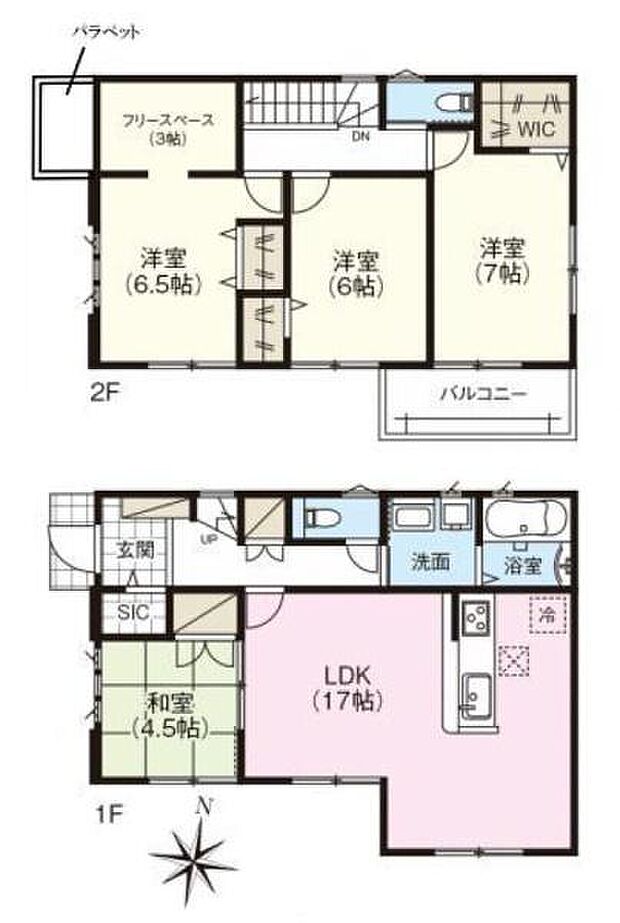 ■広々したLDK17帖・4LDK+SIC+WICの間取り!大容量の収納など、ご家族のお住まいにピッタリです!