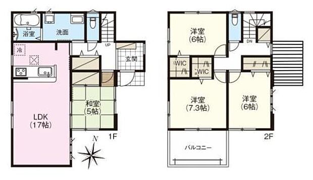 ■広々したLDK17帖・4LDK+2WICの間取り!大容量の収納など、ご家族のお住まいにピッタリです!