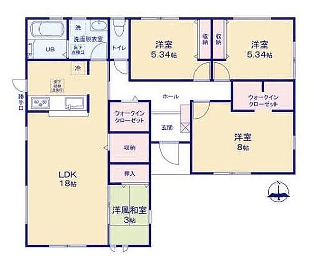 ■広々したリビング18帖・4LDK+2WICの間取り!大容量の収納など、ご家族のお住まいにピッタリです!