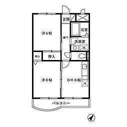 メゾン・フラワーヒル 2階2DKの間取り
