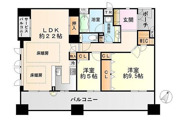 南海シティコート岸和田 中古マンション(2LDK) 10階の間取り