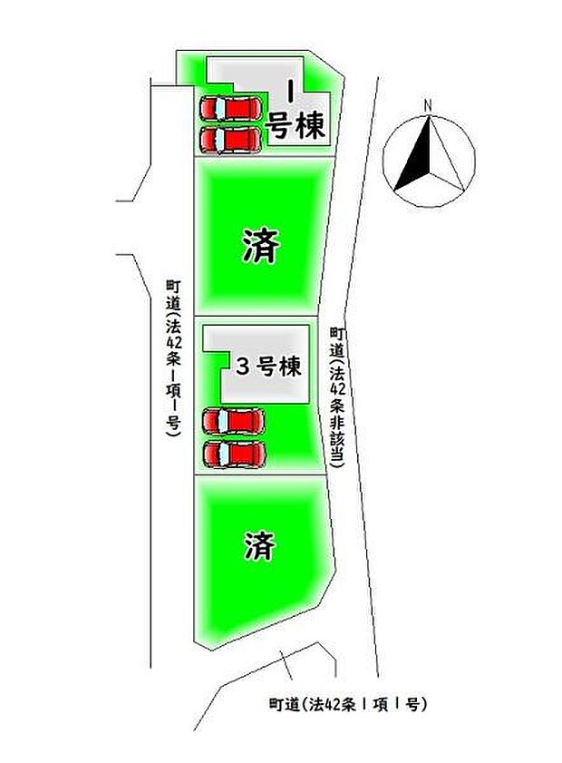 全3棟・カースペース2台分♪