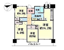 シャルマンフジスマート和泉大宮駅前 3LDKの間取図画像