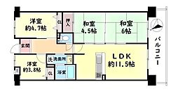ユニライフ貝塚 4LDKの間取図画像