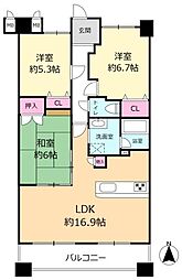 アパガーデンコート緑地公園 3LDKの間取図画像