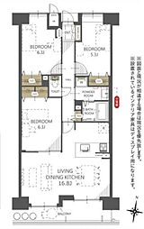 ファミールハイツ上野芝2番館 3LDKの間取り