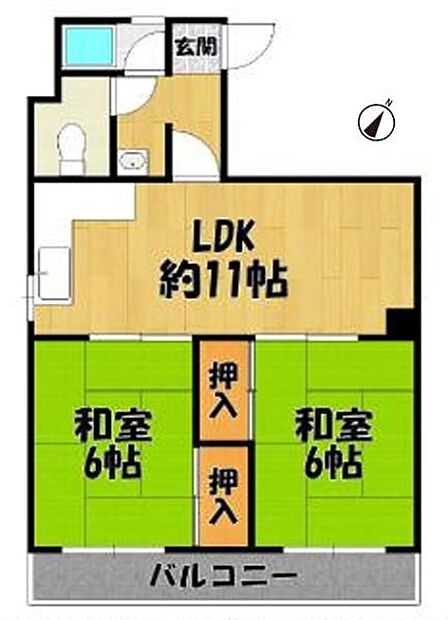 専有面積:49.27平米 間取り:2LDK!