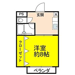 JR北陸本線 長浜駅 徒歩25分の賃貸アパート 1階1Kの間取り