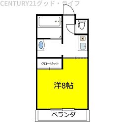 プリーザントハウスＪ-5 2階1Kの間取り