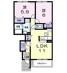 ソル・レヴェンテ　ウーノ 1階2LDKの間取り