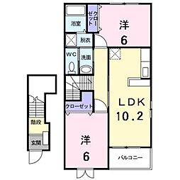 フォンテーヌ 2LDKの間取図画像