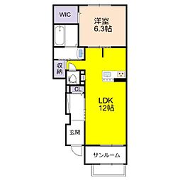 カーサアリエッタ 1LDKの間取図画像