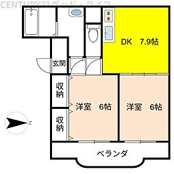 DONNFIUME 2DKの間取図画像