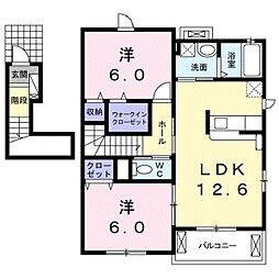 ディアコート2 2LDKの間取図画像