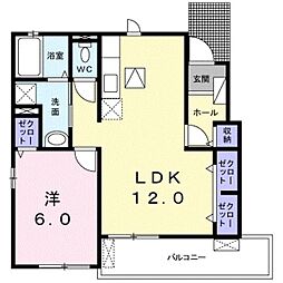 ディアコート2 1LDKの間取図画像
