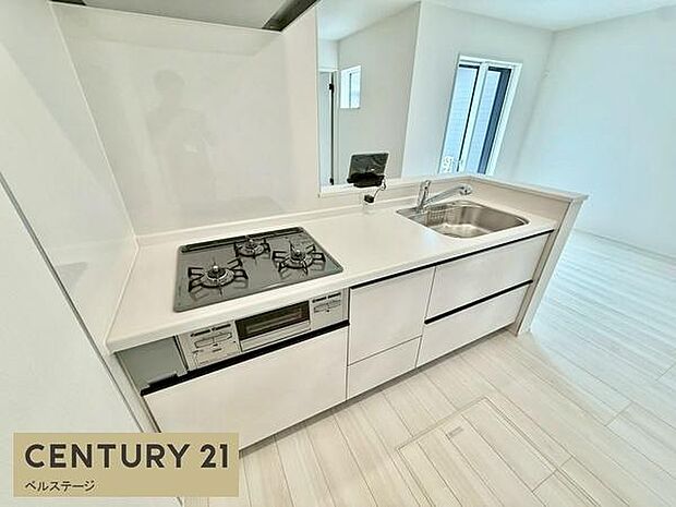 料理しながらリビング全体見渡せる！