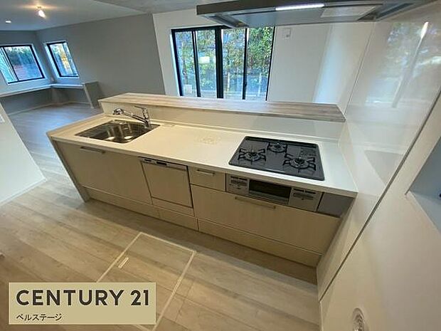 料理しながらリビング全体見渡せる！