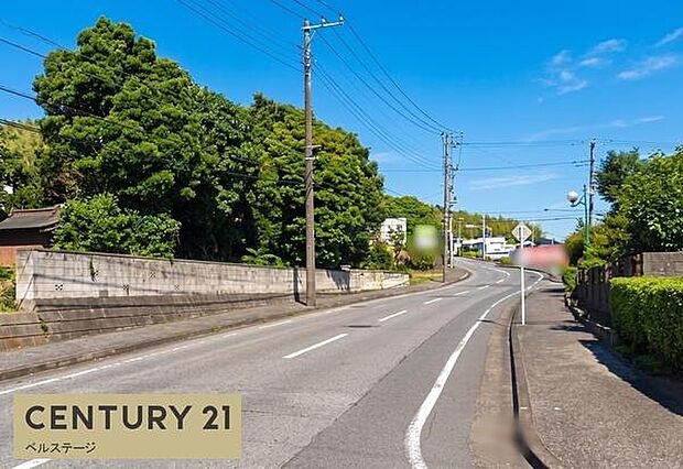 自然に囲まれた落ち着きある住環境。緑豊かな景色を楽しみながら、ゆったりとした時間を過ごせる邸宅の前面道路です!