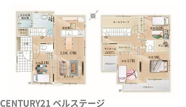 広々リビングで家族がゆったりくつろげる！ＳＩＣとＷＩＣ付きで収納には困らない4ＬＤＫ新築戸建！2階には洋室も3部屋ありご家族のプライベート空間も確保でき快適に暮らせる理想の住まいになります！