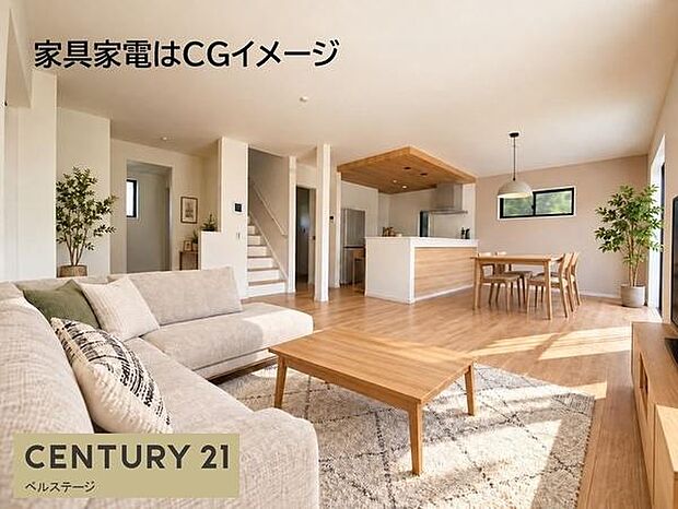 大きなソファやテーブルを置いてもゆとりのある広さがあるリビングは、キッチンとの動線も配慮された空間です。料理をしながら会話も楽しめ、家族とのコミュニケーションも広がります!