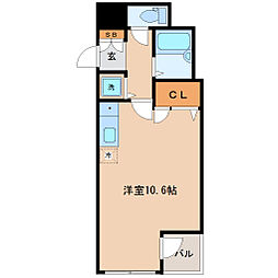 仙台市営南北線 北四番丁駅 徒歩10分の賃貸マンション 5階ワンルームの間取り