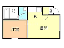 パークサイドF 1DKの間取図画像