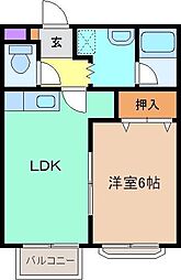 アンビシオン 1階1DKの間取り