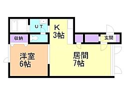 アイリス 1LDKの間取図画像