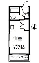 丸信ビル 3階ワンルームの間取り