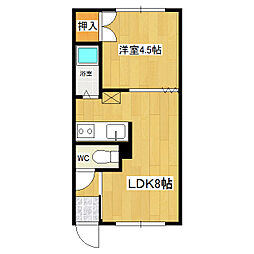 アーバンかしわ 2階1LDKの間取り