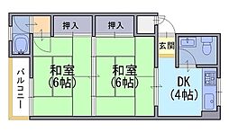 第一大北マンション 3階2DKの間取り