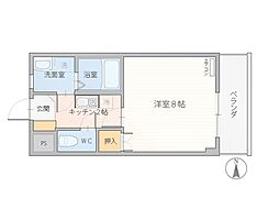 アドニス光陽 103号室 1階1Kの間取り