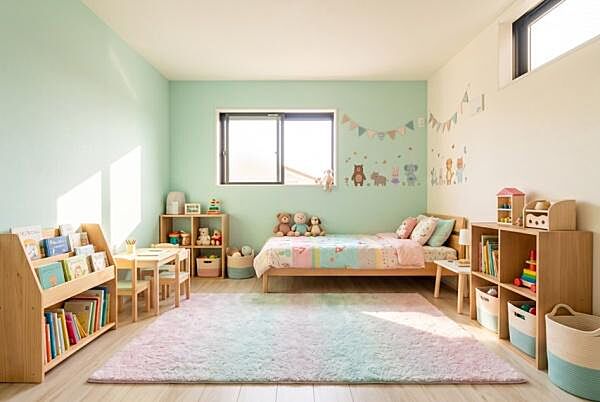 「自分の部屋ができた！」そんなお子様の喜ぶ顔が目に浮かぶようです。（本画像はCGにて家具を配置しております。実際に家具はおかれておりません。）