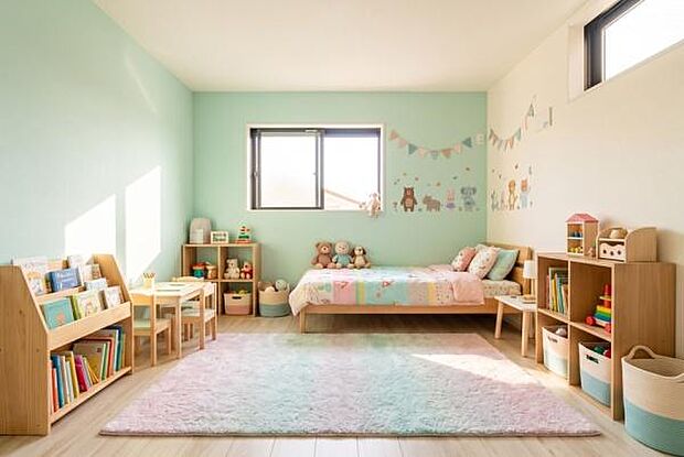 「自分の部屋ができた!」そんなお子様の喜ぶ顔が目に浮かぶようです。(本画像はCGにて家具を配置しております。実際に家具はおかれておりません。)